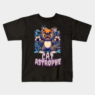 Cat astrophe in the city Kids T-Shirt